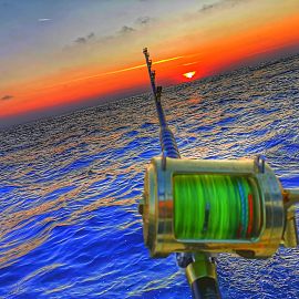 Fishing in sunset
